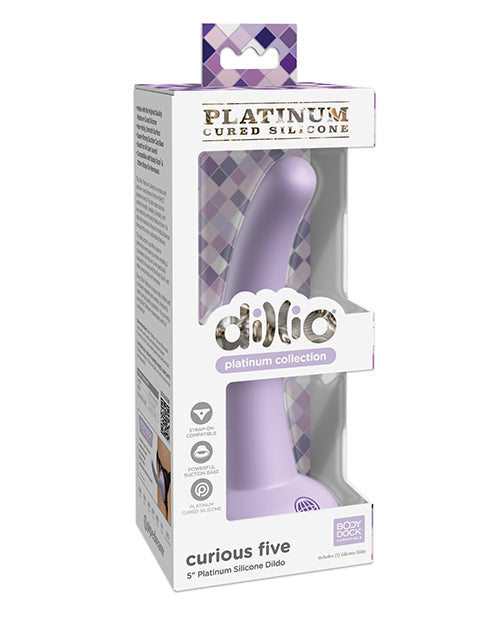 5" Curious Five Silicone Dildo - Purple