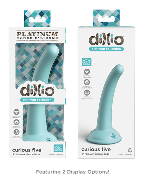 5" Curious Five Silicone Dildo - Teal