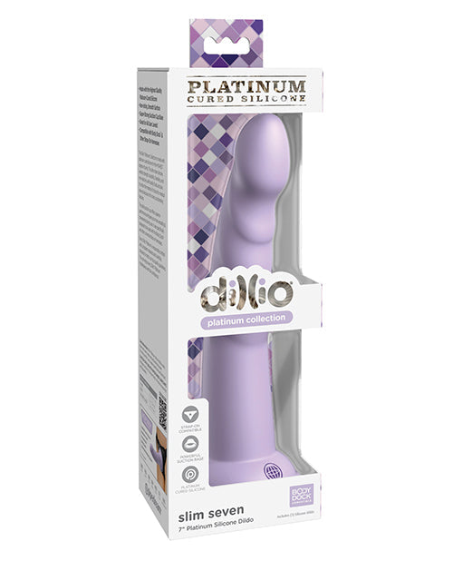 7" Slim Seven Silicone Dildo - Purple